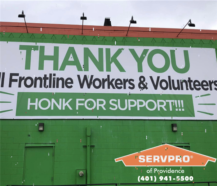 a banner that says thank you healthcare and frontline workers