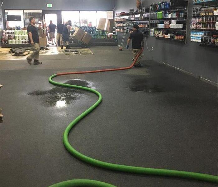 Standing water in a store.